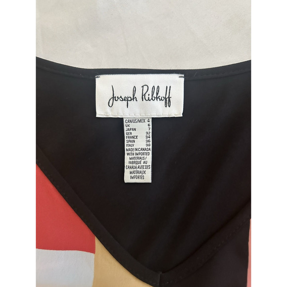 Joseph Ribkoff Geometric Sheer Overlay Sheath Dress Womens Size 4 Pink Groovy - Picture 3 of 6